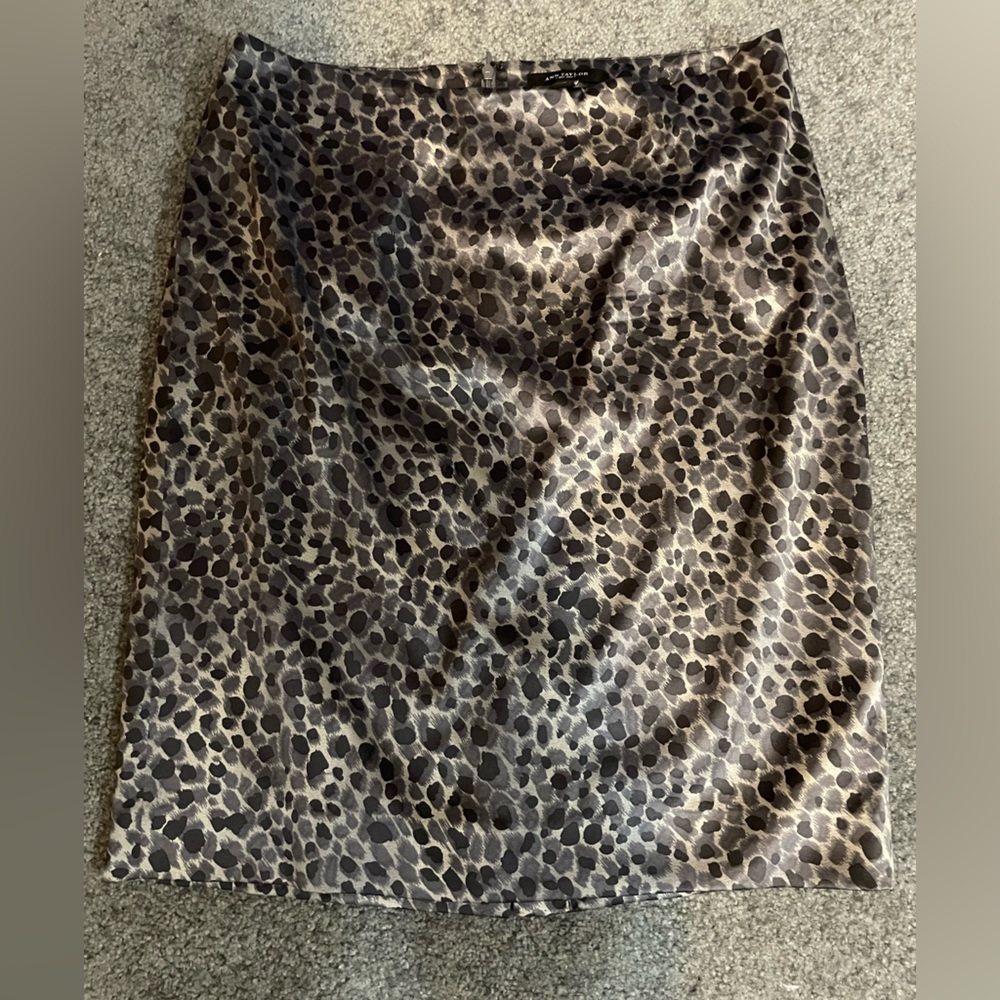 Ann Taylor Satin Leopard Print Skirt